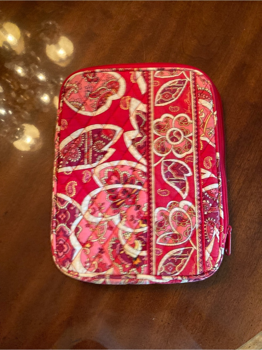 Vera Bradley Hot Pink and Cream Paisley Quilted Pouch